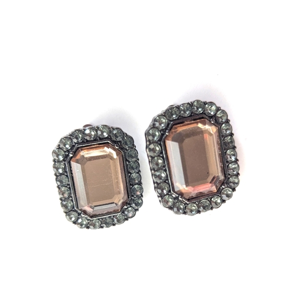 Dana Buchman Sparkly Glam Large Statement Rhinestone Clip On Earrings - Picture 1 of 3